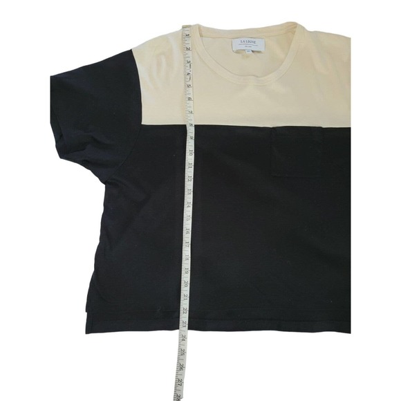 La Ligne New York Size XL Ivory/Black Color blocked High-Low T shirt Top Blouse - Picture 6 of 10